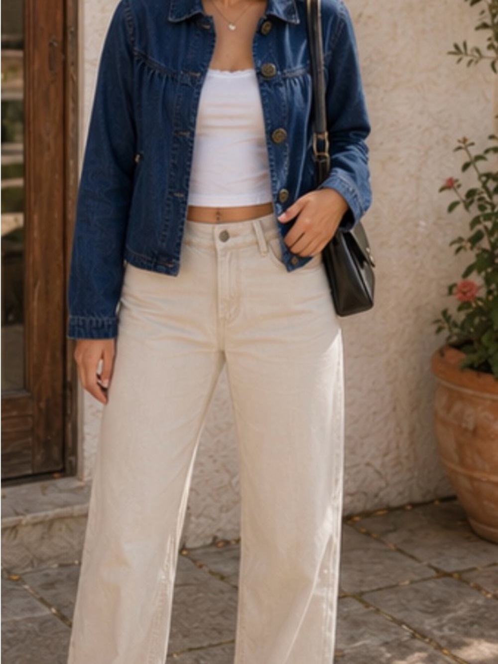 Classic Dark Blue Denim Jacket for Women - Timeless Button-Front